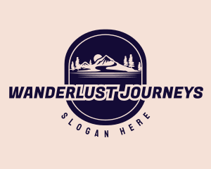 Travelling - Mountain Hiking Badge logo design