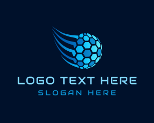 Network - Hexagon Sphere Tech logo design