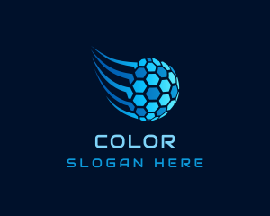 Globe - Hexagon Sphere Tech logo design