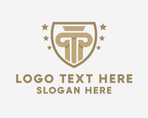 Law School - Gold Column Pillar logo design