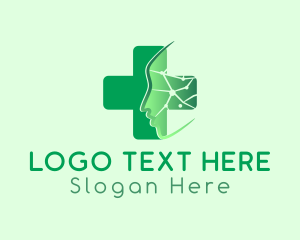 Face - Green Human Cross logo design