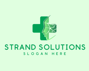 Strand - Green Human Cross logo design