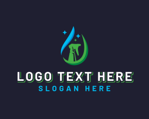 Maid - Spray Cleaning Droplet logo design