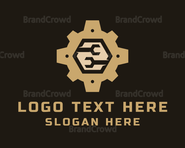 Mechanical Wrench Gear Repair Logo