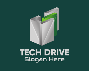 3D Tech Hard Drive logo design