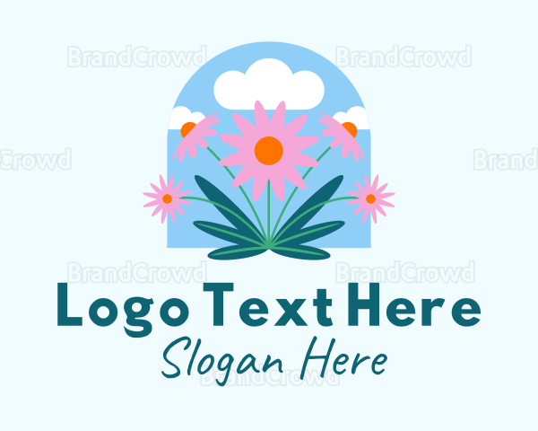 Garden Daisy Flowers Logo