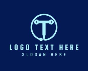 Letter T - Tech Circuit Welder Tool logo design