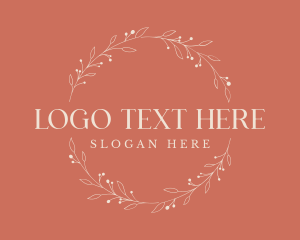 Simple - Leaves Round Wreath logo design