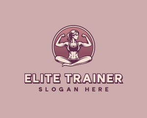 Fitness Muscular Woman logo design