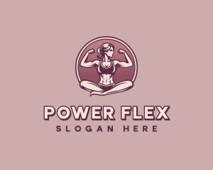 Muscular - Fitness Muscular Woman logo design