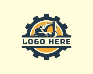 Heavy Equipment - Industrial Cogwheel Excavator logo design