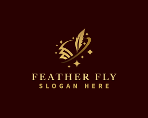 Paper Writing Feather Pen logo design