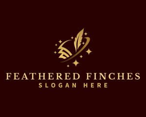 Paper Writing Feather Pen logo design