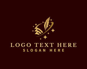 Blogger - Paper Writing Feather Pen logo design