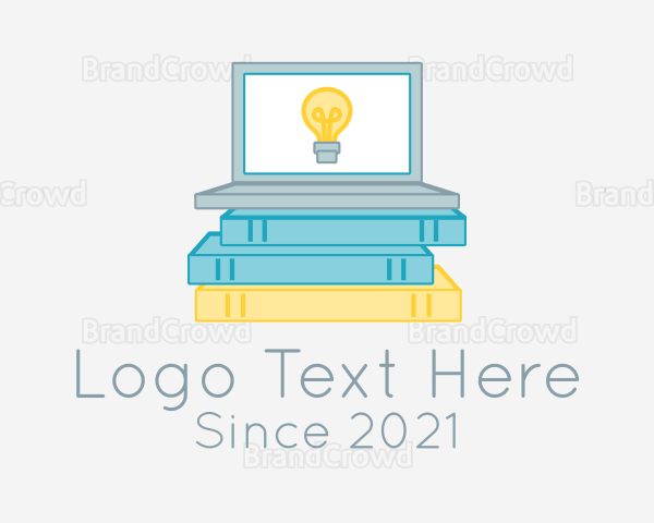 Laptop Books Lightbulb Logo