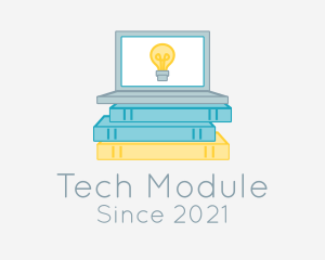 Module - Laptop Books Lightbulb logo design