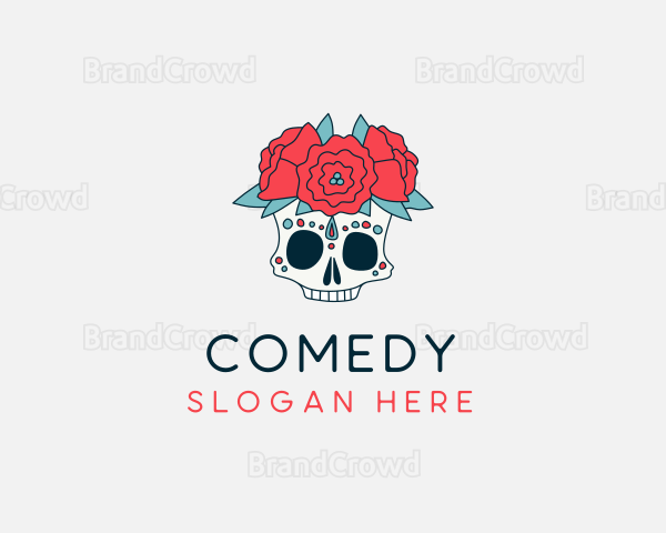 Floral Festival Skull Logo