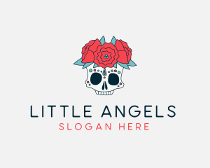 Floral Festival Skull Logo