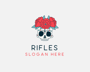 Floral Festival Skull Logo