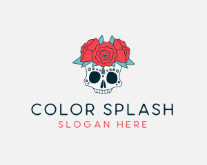 Floral Festival Skull logo design