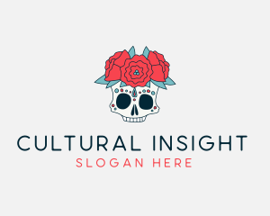 Floral Festival Skull logo design