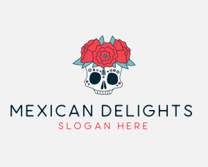 Floral Festival Skull logo design