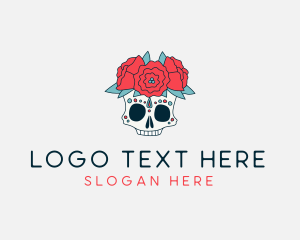 Calacas - Floral Festival Skull logo design