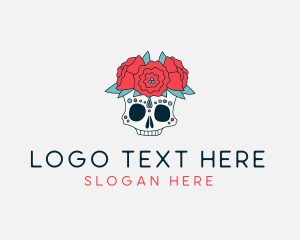 Floral Festival Skull Logo