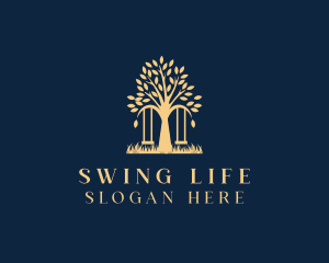 Swing - Tree Swing Grass logo design