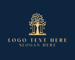 Agriculture - Tree Swing Grass logo design