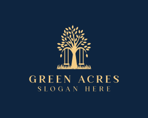 Tree Swing Grass logo design