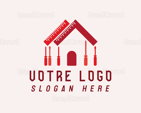 Red Tools Construction House Logo