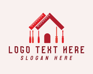 Carpentry - Red Tools Construction House logo design