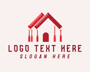 Renovation - Red Tools Construction House logo design