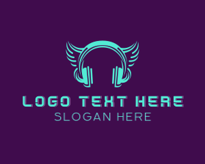 Headphone - Music Headphone Wings logo design