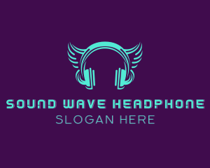 Headphone - Music Headphone Wings logo design