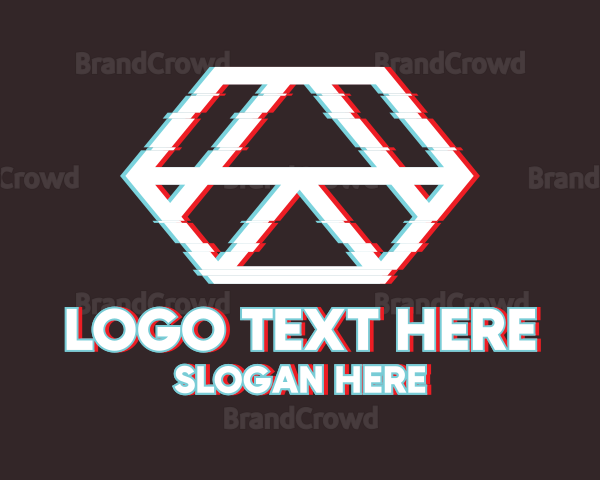 Geometric Hexagon Glitch Logo