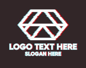 Techno - Geometric Hexagon Glitch logo design