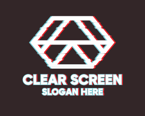 Screen - Geometric Hexagon Glitch logo design