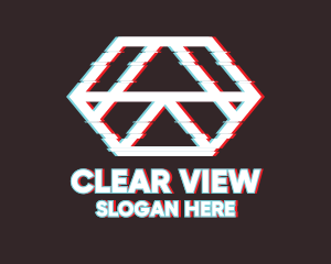 Screen - Geometric Hexagon Glitch logo design