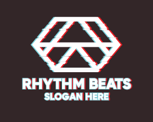 Edm - Geometric Hexagon Glitch logo design