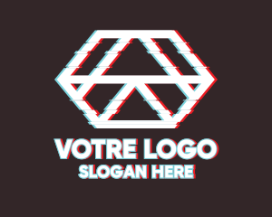 Vlogger - Geometric Hexagon Glitch logo design
