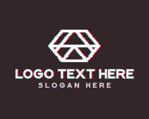 Youtube Channel - Geometric Hexagon Glitch logo design