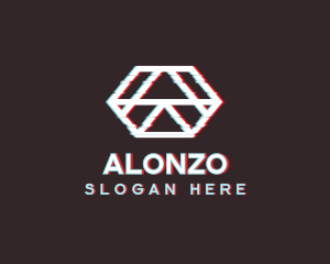 Geometric Hexagon Glitch logo design