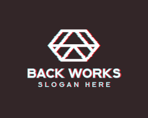 Geometric Hexagon Glitch logo design