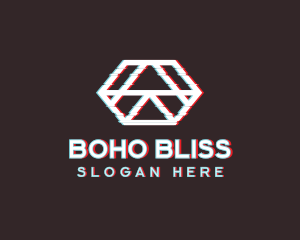 Geometric Hexagon Glitch logo design