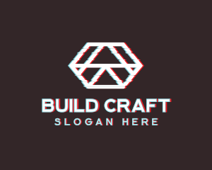 Geometric Hexagon Glitch logo design