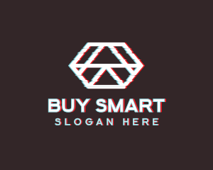 Geometric Hexagon Glitch logo design