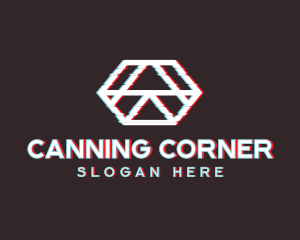 Geometric Hexagon Glitch logo design