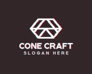 Geometric Hexagon Glitch logo design